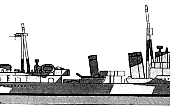 Корабль HMS Tartar F43 [Destroyer] (1944) - чертежи, габариты, рисунки